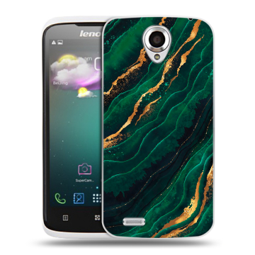 Пластиковый чехол на Lenovo S820 Ideaphone с принтом Мрамор зеленое золото Пластиковый чехол на Lenovo S820 Ideaphone с принтом Мрамор зеленое золото