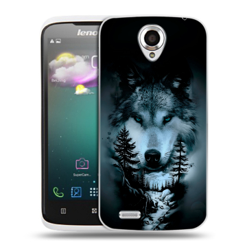 Пластиковый чехол на Lenovo S820 Ideaphone с принтом Лесной волк Пластиковый чехол на Lenovo S820 Ideaphone с принтом Лесной волк