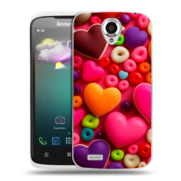 Пластиковый чехол на Lenovo S820 Ideaphone с принтом Сердечки Пластиковый чехол на Lenovo S820 Ideaphone с принтом Сердечки