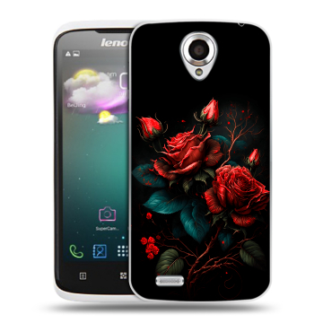 Пластиковый чехол на Lenovo S820 с принтом Розы красные
