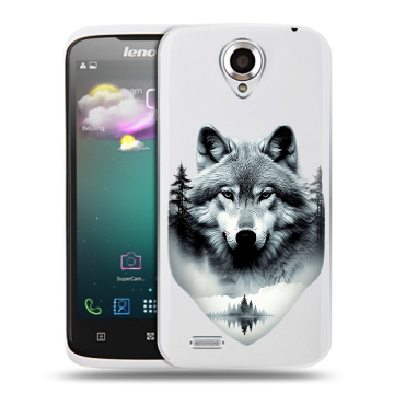Пластиковый чехол на Lenovo S820 с принтом Волк в лесу Пластиковый чехол на Lenovo S820 с принтом Волк в лесу