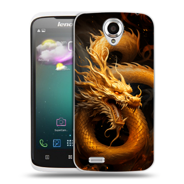 Пластиковый чехол на Lenovo S820 с принтом Золотой дракон