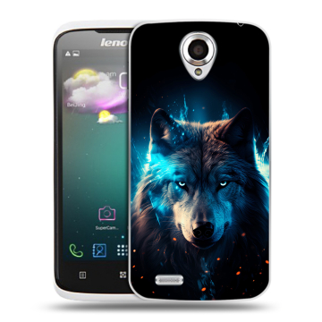 Пластиковый чехол на Lenovo S820 с принтом Волк ночной