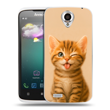 Пластиковый чехол на Lenovo S820 с принтом котенок Пластиковый чехол на Lenovo S820 с принтом котенок