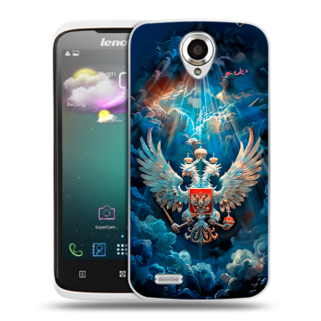 Пластиковый чехол на Lenovo S820 с принтом Герб флаг России Пластиковый чехол на Lenovo S820 с принтом Герб флаг России
