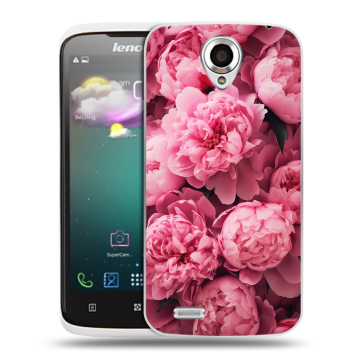 Пластиковый чехол на Lenovo S820 с принтом цветы пионы Пластиковый чехол на Lenovo S820 с принтом цветы пионы