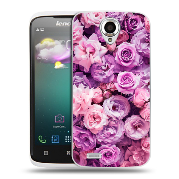Пластиковый чехол на Lenovo S820 с принтом лавандовые розы Пластиковый чехол на Lenovo S820 с принтом лавандовые розы