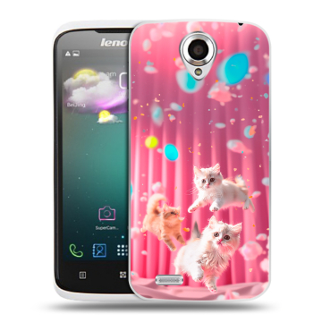 Пластиковый чехол на Lenovo S820 с принтом милые котики Пластиковый чехол на Lenovo S820 с принтом милые котики