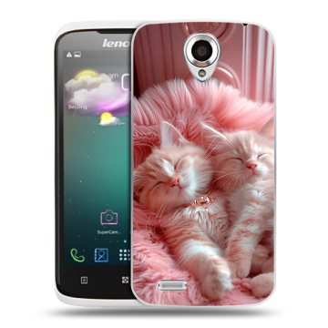 Пластиковый чехол на Lenovo S820 с принтом котята котики