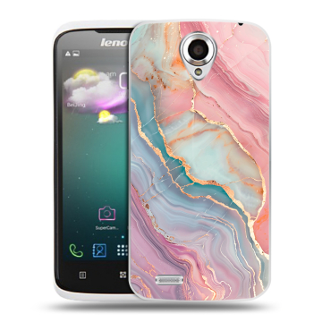 Пластиковый чехол на Lenovo S820 с принтом розовый мрамор Пластиковый чехол на Lenovo S820 с принтом розовый мрамор