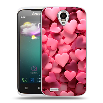 Пластиковый чехол на Lenovo S820 с принтом розовые сердечки Пластиковый чехол на Lenovo S820 с принтом розовые сердечки