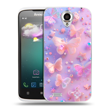 Пластиковый чехол на Lenovo S820 с принтом Бабочки