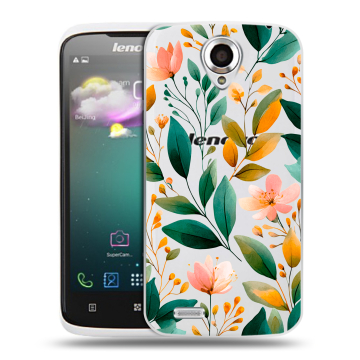 Пластиковый чехол на Lenovo S820 с принтом Цветы паттерн Пластиковый чехол на Lenovo S820 с принтом Цветы паттерн