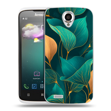 Пластиковый чехол на Lenovo S820 с принтом Листья и золото Пластиковый чехол на Lenovo S820 с принтом Листья и золото