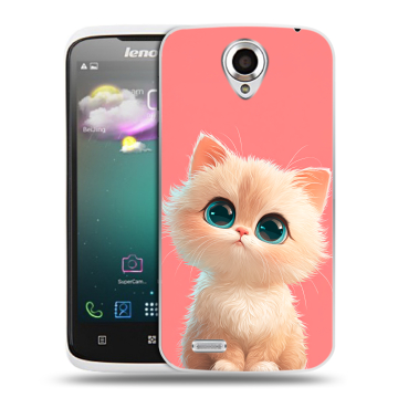 Пластиковый чехол на Lenovo S820 с принтом Розовый котенок Пластиковый чехол на Lenovo S820 с принтом Розовый котенок