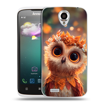 Пластиковый чехол на Lenovo S820 с принтом Милая сова Пластиковый чехол на Lenovo S820 с принтом Милая сова