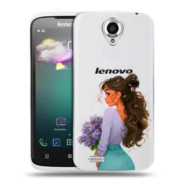 Пластиковый чехол на Lenovo S820 с принтом девушка цветы Пластиковый чехол на Lenovo S820 с принтом девушка цветы