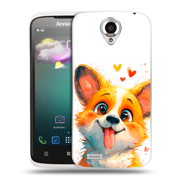 Пластиковый чехол на Lenovo S820 с принтом корги Пластиковый чехол на Lenovo S820 с принтом корги