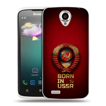 Пластиковый чехол на Lenovo S820 с принтом Флаг Герб СССР Пластиковый чехол на Lenovo S820 с принтом Флаг Герб СССР