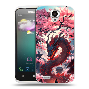 Пластиковый чехол на Lenovo S820 с принтом Дракон Японский Пластиковый чехол на Lenovo S820 с принтом Дракон Японский