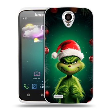 Пластиковый чехол на Lenovo S820 с принтом Гринч Новый год Рождество Пластиковый чехол на Lenovo S820 с принтом Гринч Новый год Рождество