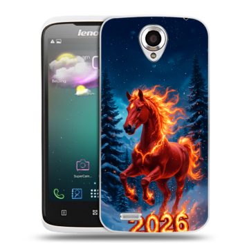 Пластиковый чехол на Lenovo S820 с принтом Новый год коня Пластиковый чехол на Lenovo S820 с принтом Новый год коня