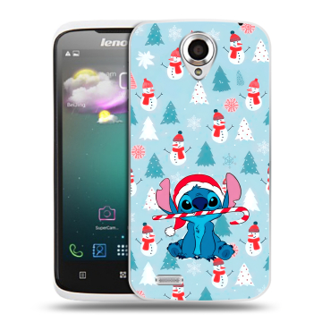Пластиковый чехол на Lenovo S820 с принтом Стич Новый год Пластиковый чехол на Lenovo S820 с принтом Стич Новый год