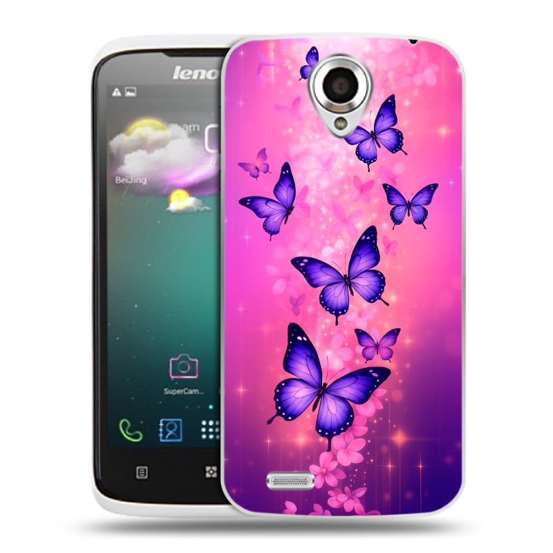 Пластиковый чехол на Lenovo S820 с принтом Бабочки Пластиковый чехол на Lenovo S820 с принтом Бабочки