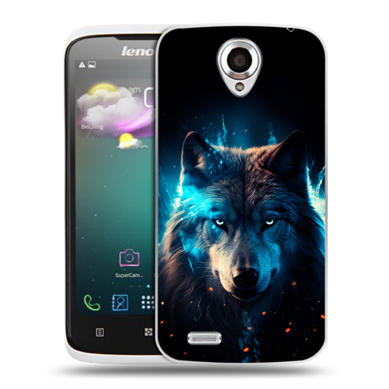 Пластиковый чехол на Lenovo S820 с принтом Волк ночной Пластиковый чехол на Lenovo S820 с принтом Волк ночной