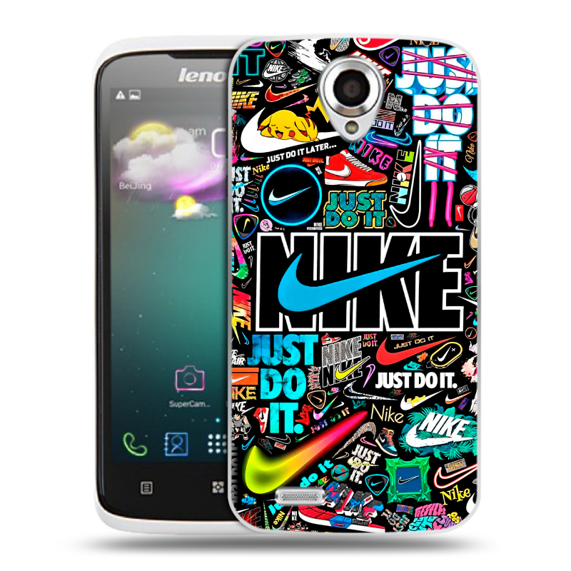 Пластиковый чехол на Lenovo S820 с принтом найк nike черный Пластиковый чехол на Lenovo S820 с принтом найк nike черный