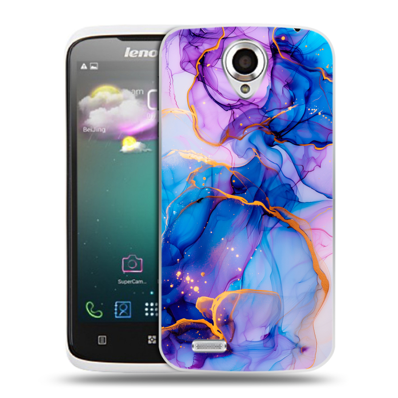 Пластиковый чехол на Lenovo S820 Ideaphone с принтом синий мрамор Пластиковый чехол на Lenovo S820 Ideaphone с принтом синий мрамор