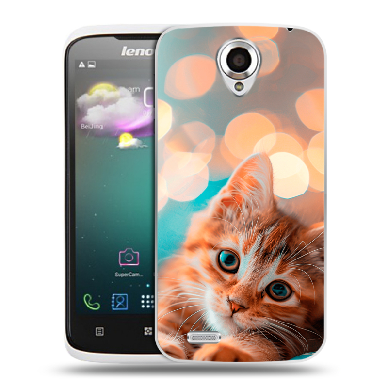 Пластиковый чехол на Lenovo S820 с принтом котик Пластиковый чехол на Lenovo S820 с принтом котик
