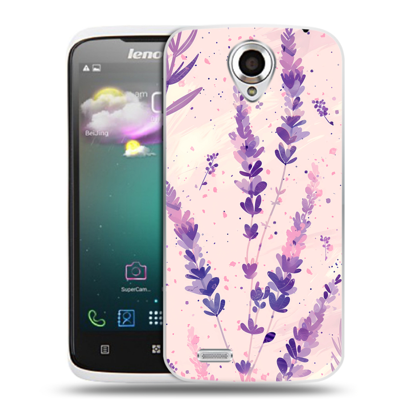 Пластиковый чехол на Lenovo S820 с принтом цветы лаванда Пластиковый чехол на Lenovo S820 с принтом цветы лаванда