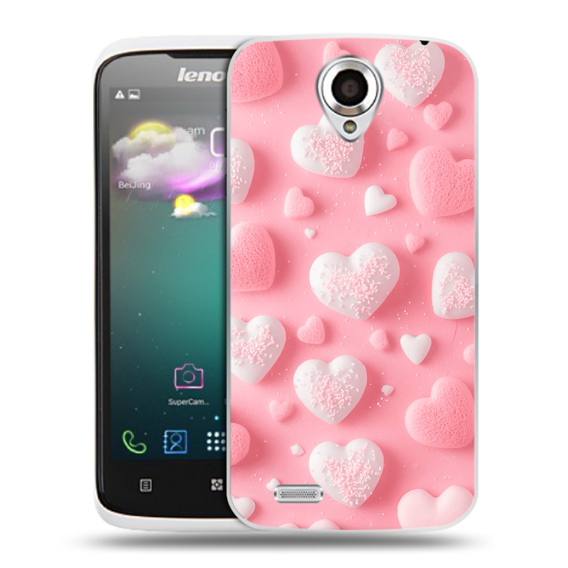 Пластиковый чехол на Lenovo S820 Ideaphone с принтом Сердечки Пластиковый чехол на Lenovo S820 Ideaphone с принтом Сердечки