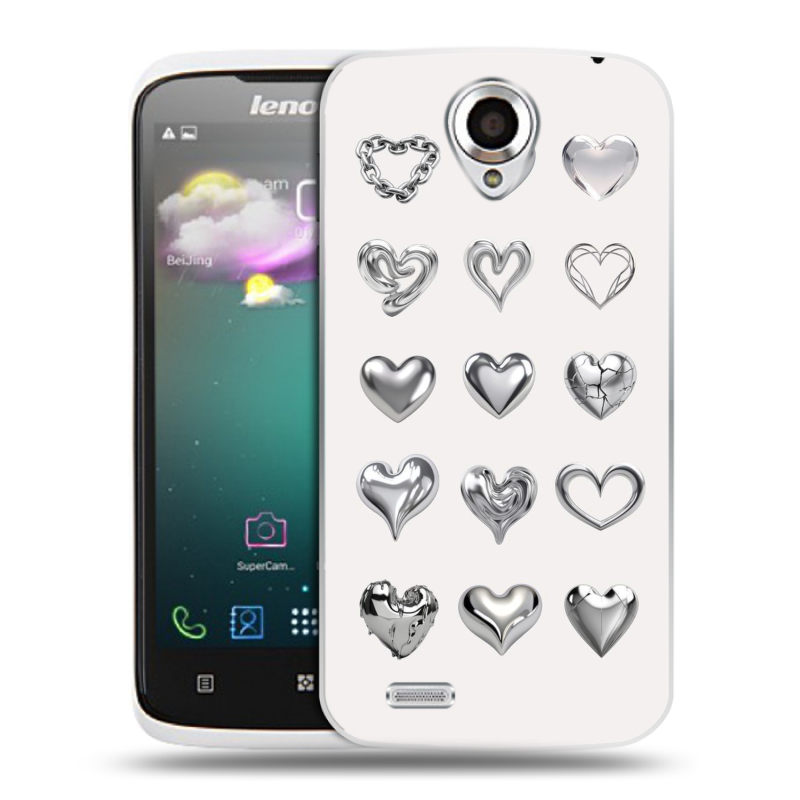 Пластиковый чехол на Lenovo S820 с принтом Y2K сердечки Пластиковый чехол на Lenovo S820 с принтом Y2K сердечки
