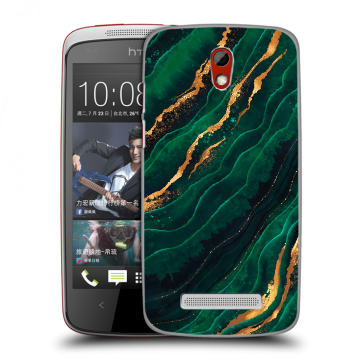 Пластиковый чехол на HTC Desire 500 с принтом Мрамор зеленое золото