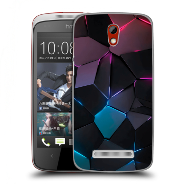 Пластиковый чехол на HTC Desire 500 с принтом Геометрия неона