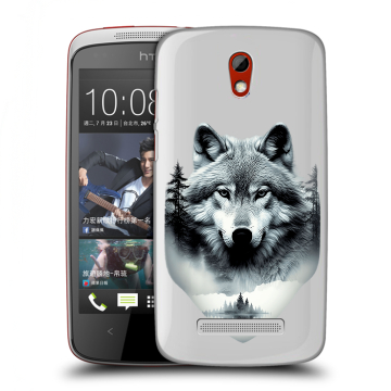 Пластиковый чехол на HTC Desire 500 с принтом Волк в лесу