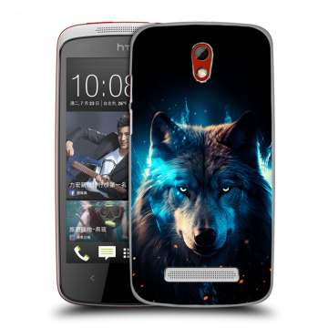 Пластиковый чехол на HTC Desire 500 с принтом Волк ночной Пластиковый чехол на HTC Desire 500 с принтом Волк ночной