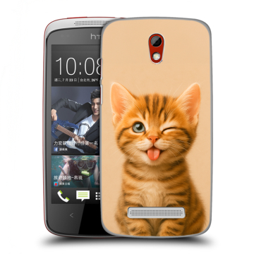 Пластиковый чехол на HTC Desire 500 с принтом котенок