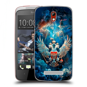 Пластиковый чехол на HTC Desire 500 с принтом Герб флаг России
