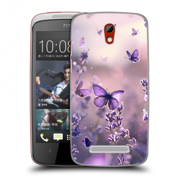 Пластиковый чехол на HTC Desire 500 с принтом бабочки и лаванда Пластиковый чехол на HTC Desire 500 с принтом бабочки и лаванда