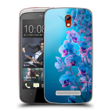Пластиковый чехол на HTC Desire 500 с принтом голубые орхидеи