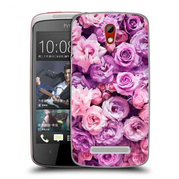 Пластиковый чехол на HTC Desire 500 с принтом лавандовые розы