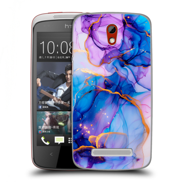 Пластиковый чехол на HTC Desire 500 с принтом синий мрамор Пластиковый чехол на HTC Desire 500 с принтом синий мрамор