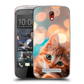 Пластиковый чехол на HTC Desire 500 с принтом котик
