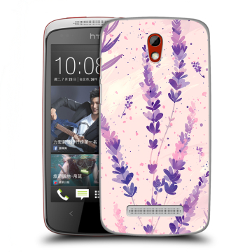Пластиковый чехол на HTC Desire 500 с принтом цветы лаванда Пластиковый чехол на HTC Desire 500 с принтом цветы лаванда