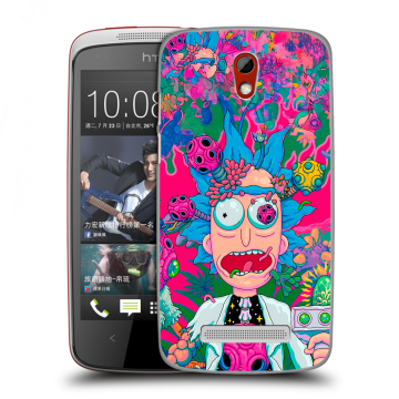 Пластиковый чехол на HTC Desire 500 с принтом Рик и Морти Rick Morty