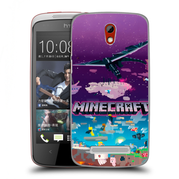 Пластиковый чехол на HTC Desire 500 с принтом Майнкрафт Minecraft