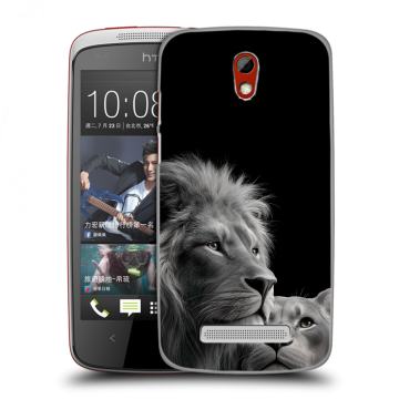 Пластиковый чехол на HTC Desire 500 с принтом Лев кошки